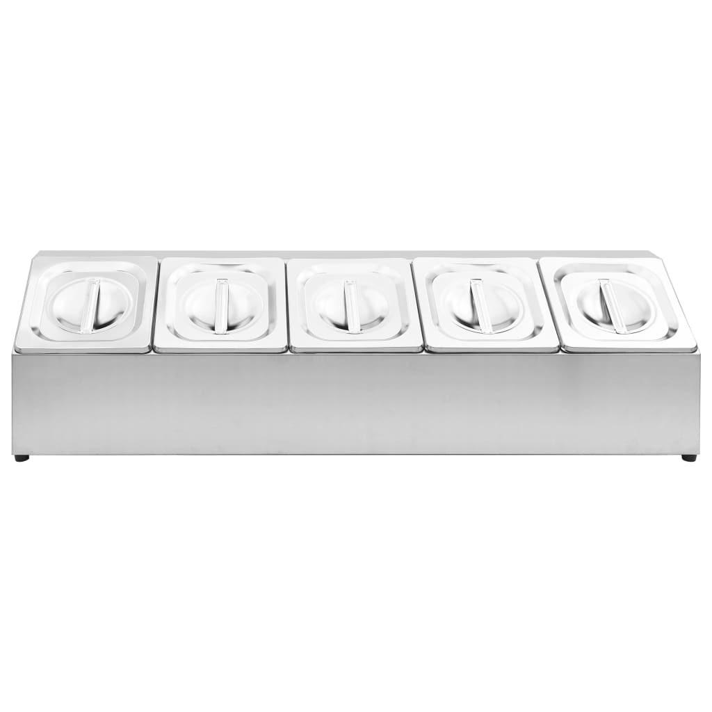 vidaXL Gastronorm Pan Holder with 3 GN 1/6 Pans Stainless Steel