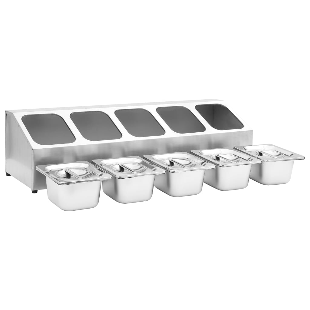 vidaXL Gastronorm Pan Holder with 3 GN 1/6 Pans Stainless Steel