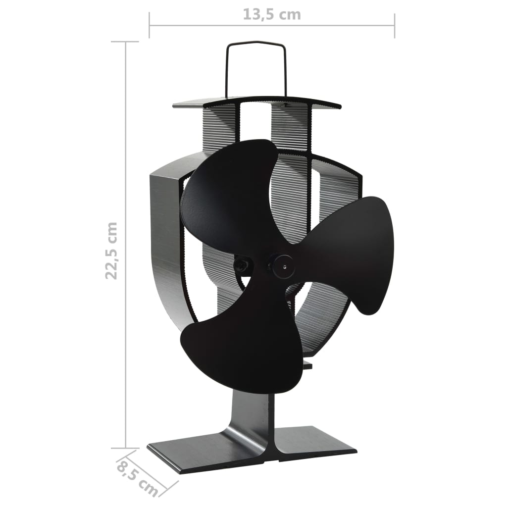 vidaXL Kachelventilator met 2 vinnen zwart