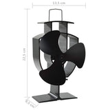 vidaXL Kachelventilator met 2 vinnen zwart