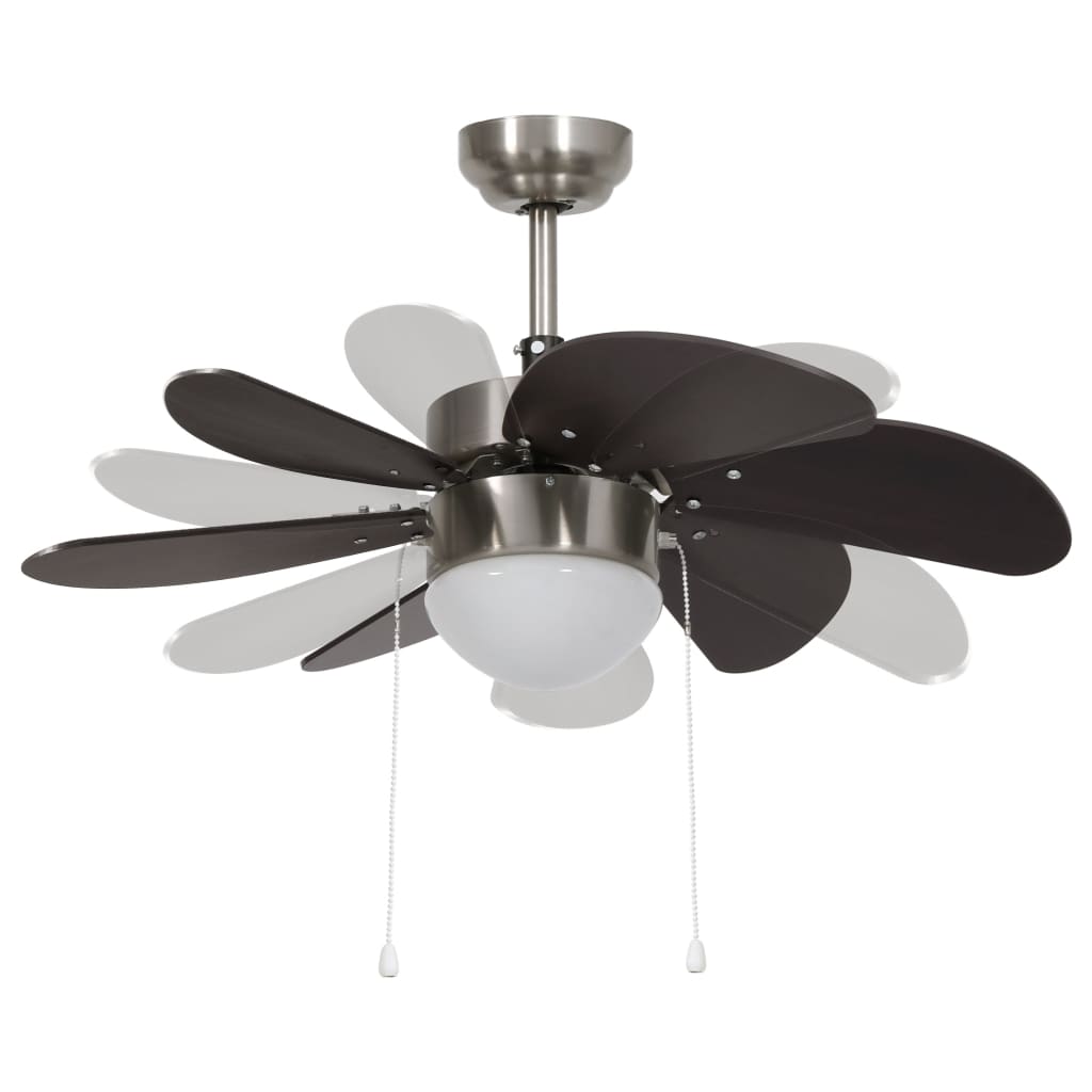 vidaXL Plafondventilator met lamp 76 cm donkerbruin