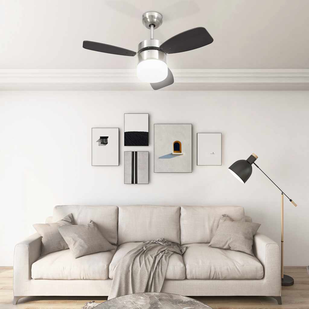 vidaXL Ceiling fan with lamp remote control 108 cm dark brown