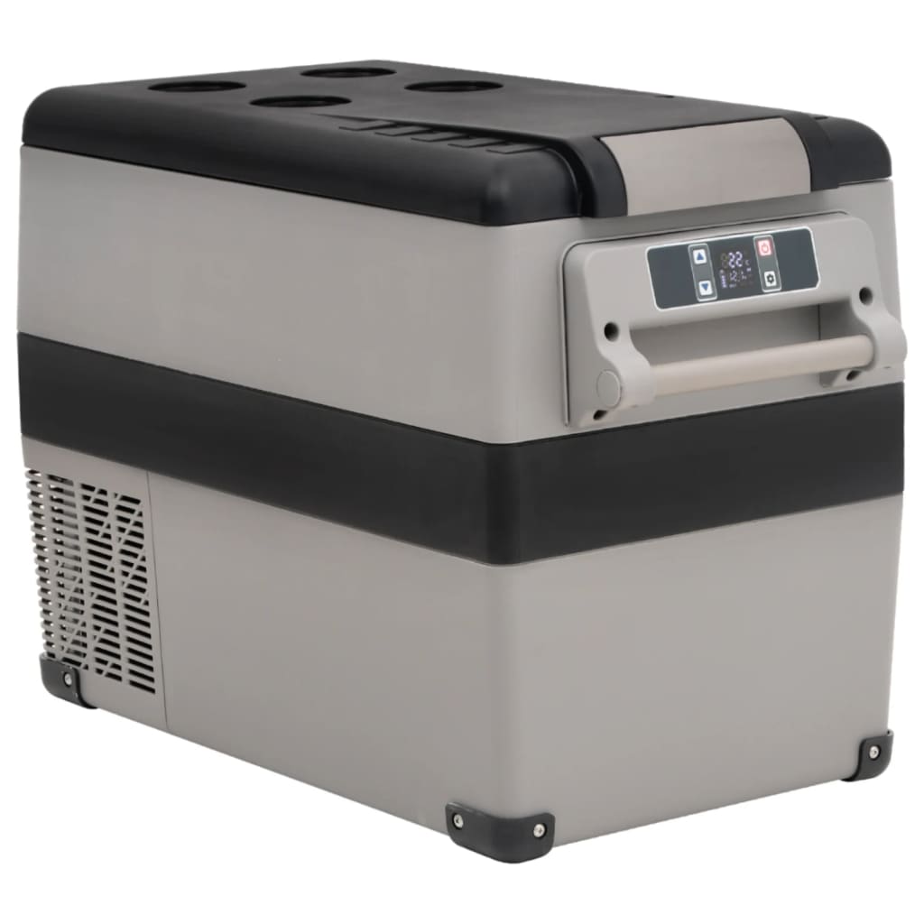 vidaXL Koelbox met handvat en adapter 35 L PP & PE zwart en grijs