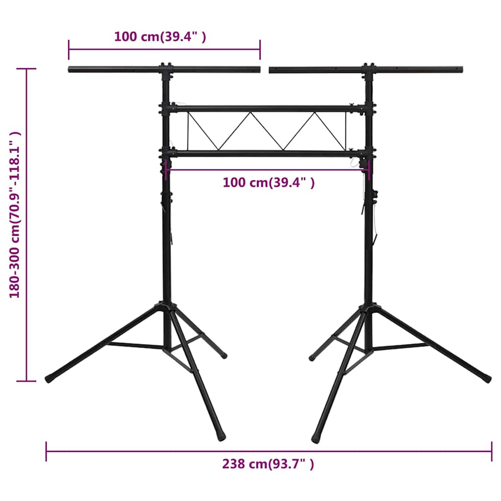 vidaXL Light Stand 338x115x(180-300) cm steel