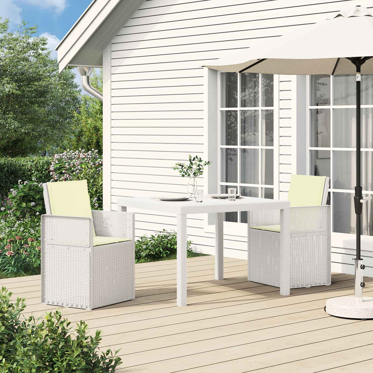 vidaXL Garden Chairs 2 pcs White and Light Grey PP
