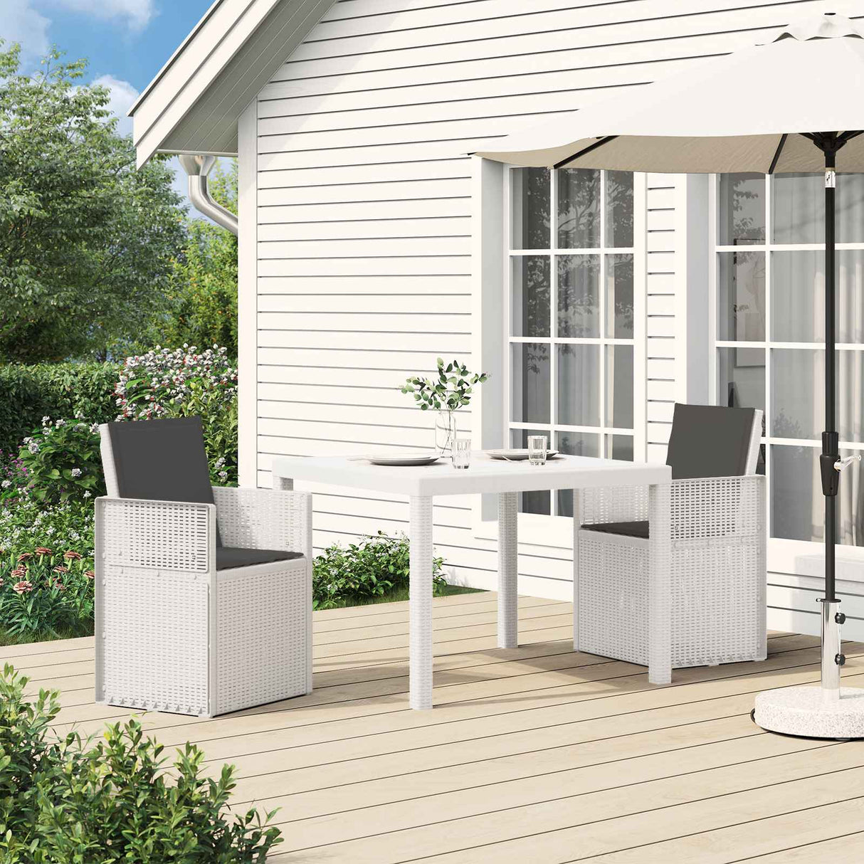 vidaXL Garden Chairs 2 pcs White and Light Grey PP