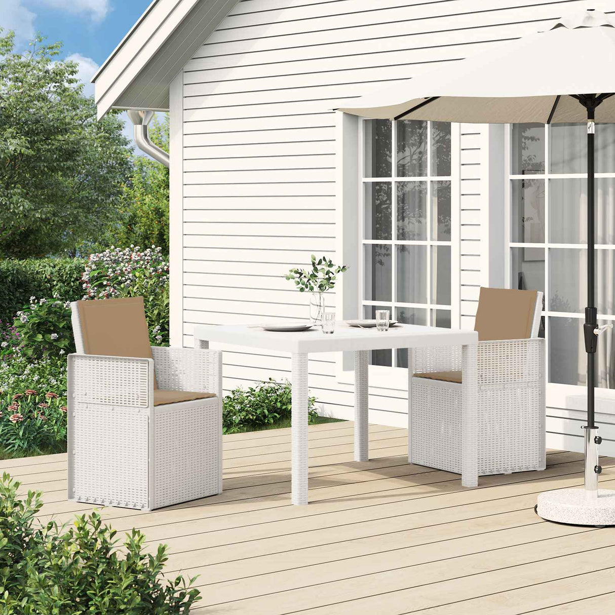 vidaXL Garden Chairs 2 pcs White and Light Grey PP