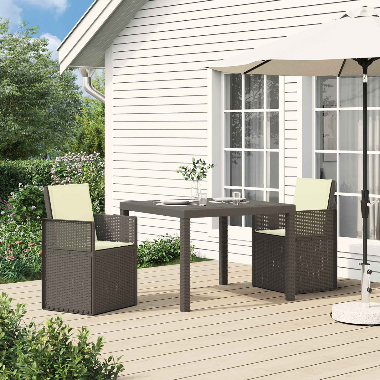 vidaXL Garden Chairs 2 pcs White and Light Grey PP