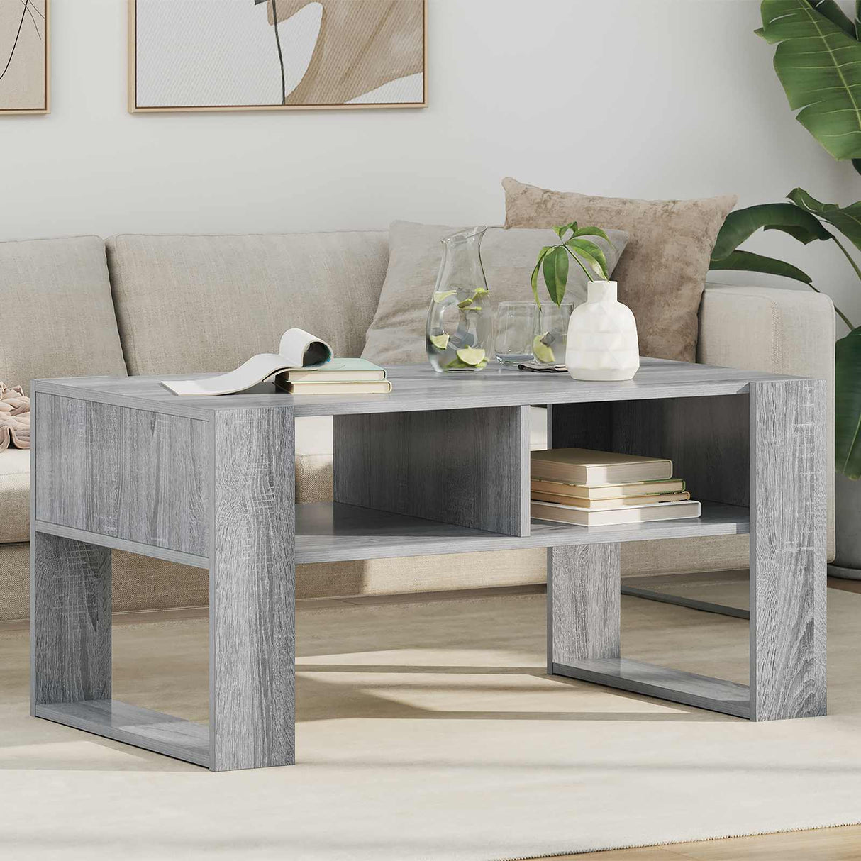 vidaXL Salontafel met opslag Wit 92 x 53 x 45 cm Bewerkt hout