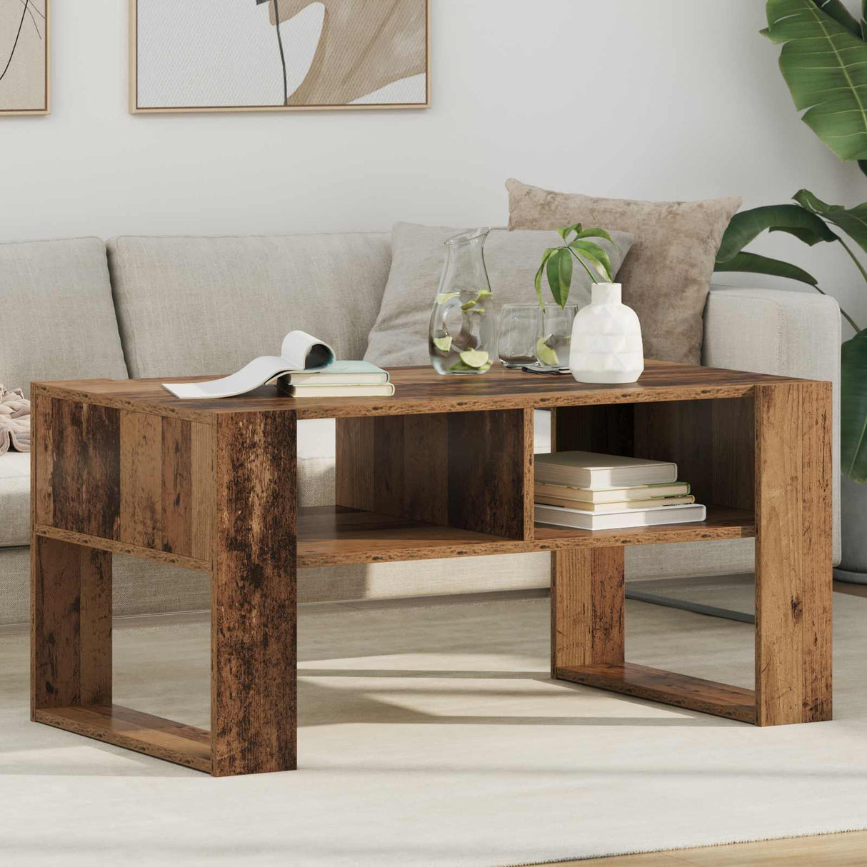 vidaXL Salontafel met opslag Wit 92 x 53 x 45 cm Bewerkt hout