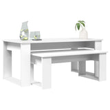 vidaXL Koffietafel Set 2 pcs Wit Bewerkt hout