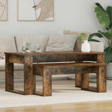 vidaXL Koffietafel Set 2 pcs Wit Bewerkt hout