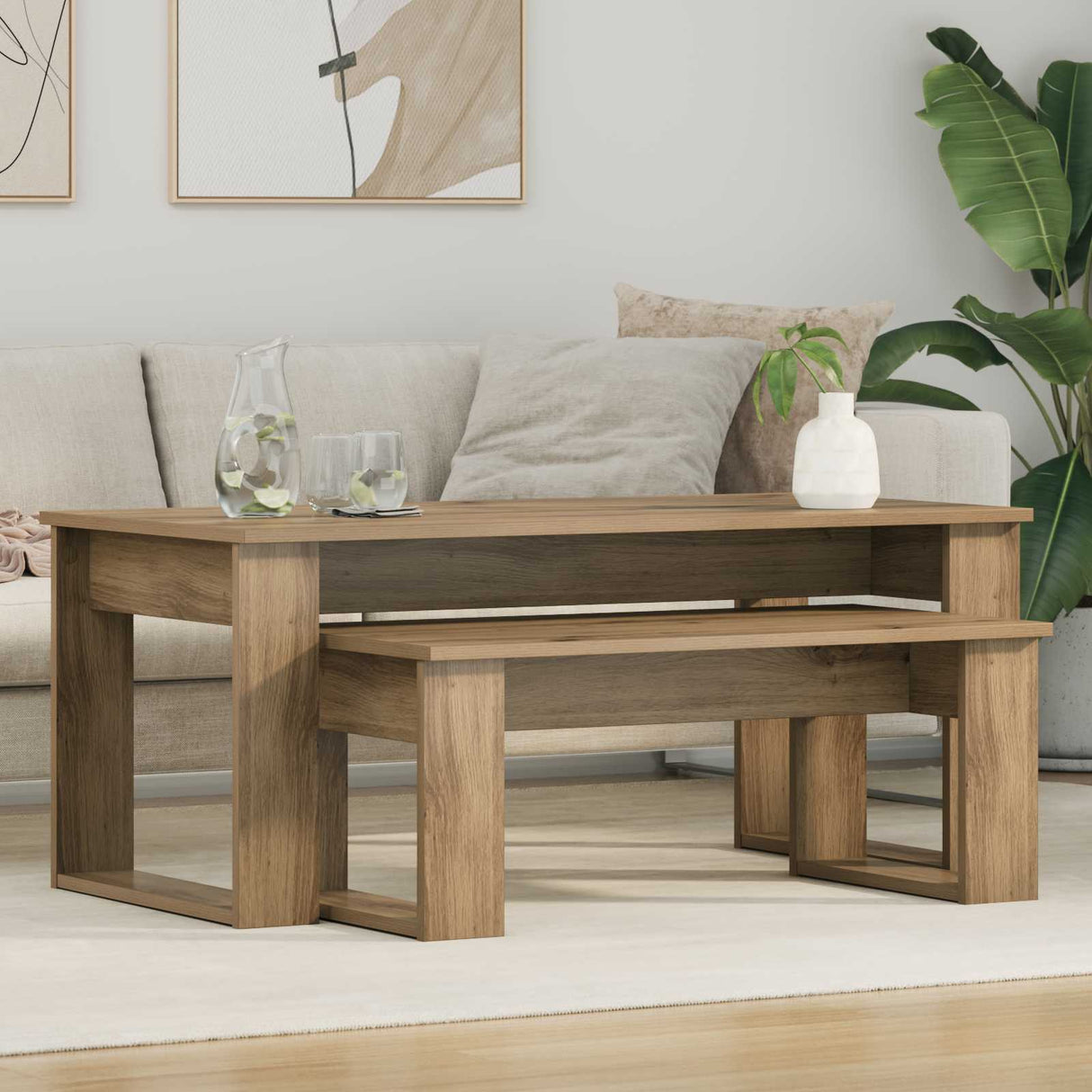 vidaXL Koffietafel Set 2 pcs Wit Bewerkt hout