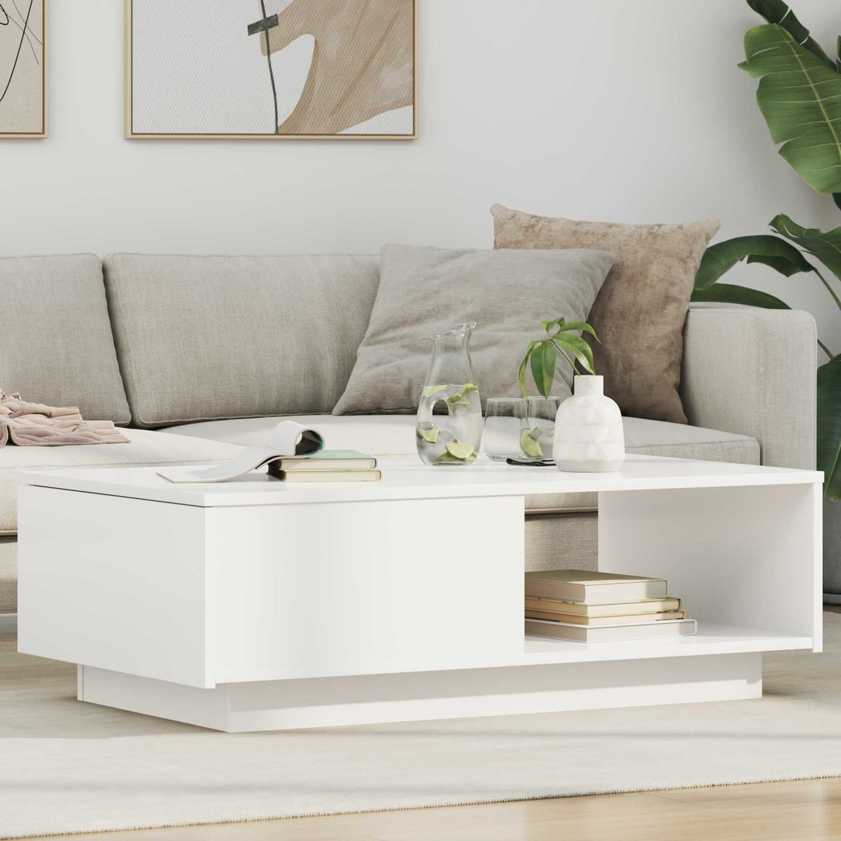 vidaXL Salontafel met lade met opslag Wit 95 x 55 x 31 cm Bewerkt hout