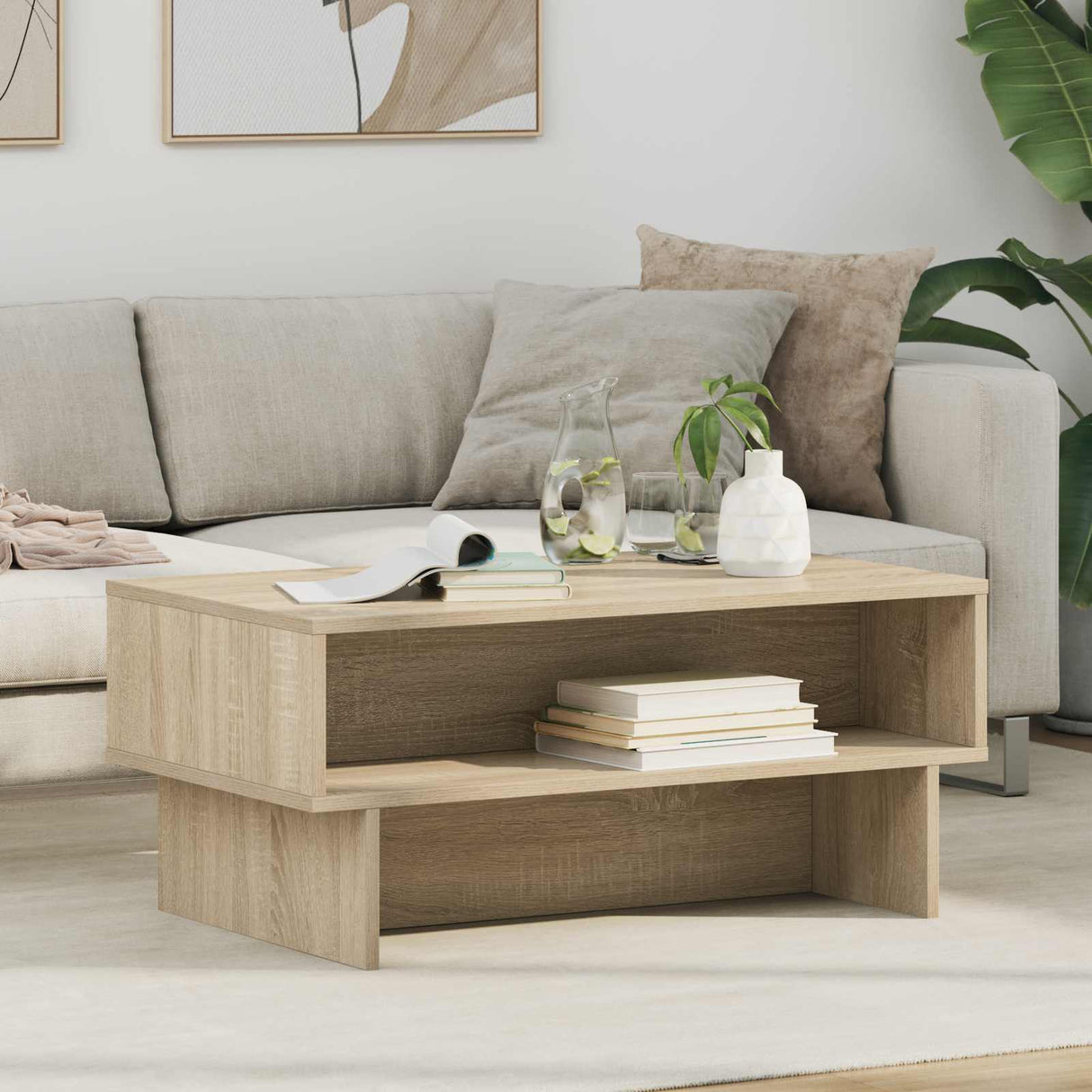 vidaXL Salontafel Wit 80 x 46 x 35 cm Bewerkt hout