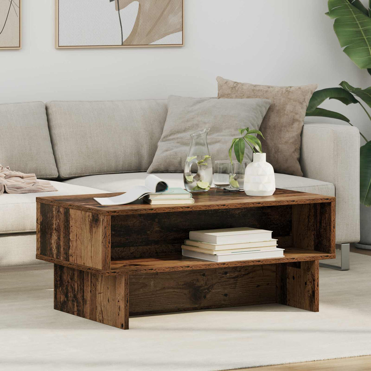 vidaXL Salontafel Wit 80 x 46 x 35 cm Bewerkt hout