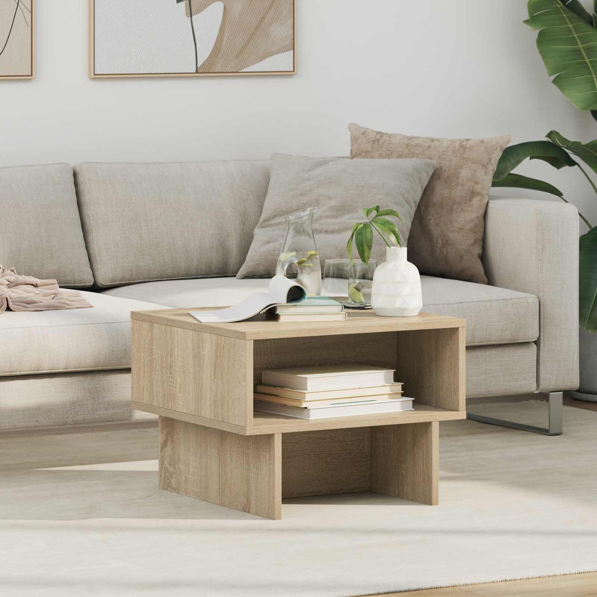 vidaXL Salontafel Wit 80 x 46 x 35 cm Bewerkt hout