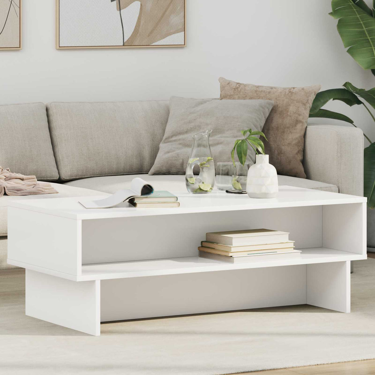 vidaXL Salontafel Wit 80 x 46 x 35 cm Bewerkt hout