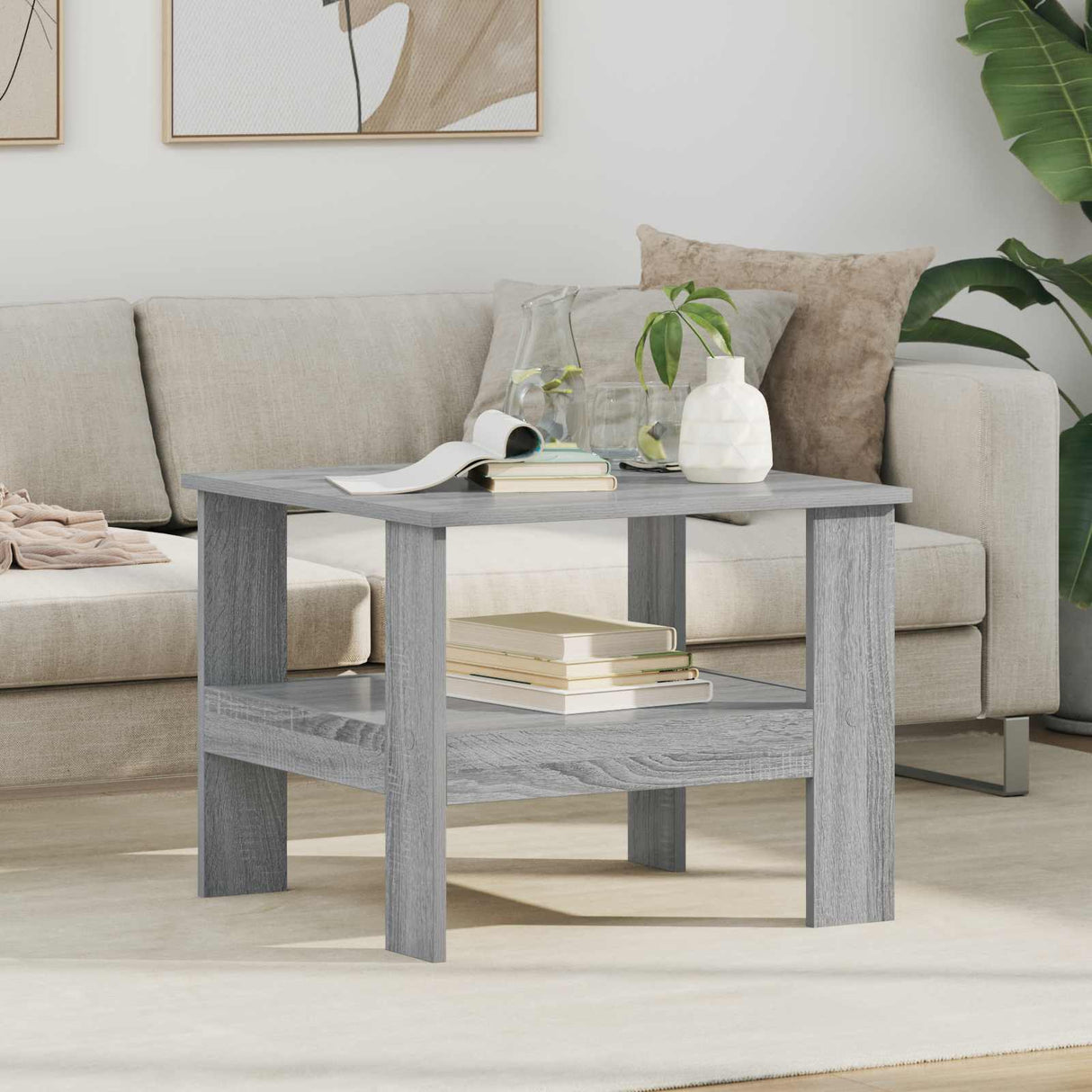 vidaXL Salontafel Wit 57 x 55 x 45 cm Bewerkt hout
