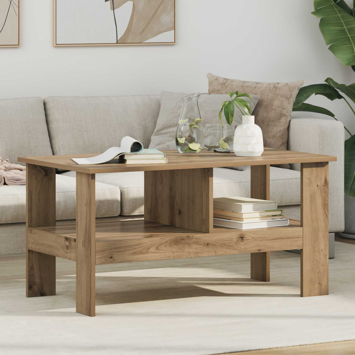 vidaXL Salontafel Wit 57 x 55 x 45 cm Bewerkt hout