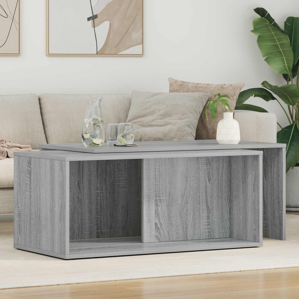 vidaXL Koffietafel Set 2 pcs Wit Bewerkt hout