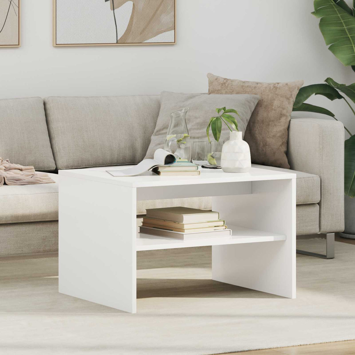 vidaXL Salontafel Wit 60 x 50 x 40 cm Bewerkt hout