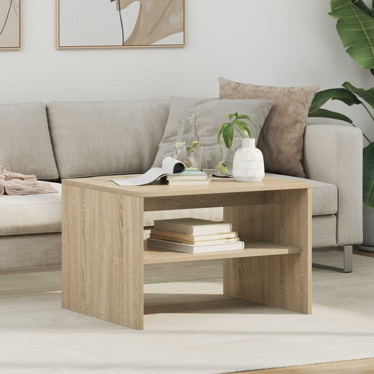 vidaXL Salontafel Wit 60 x 50 x 40 cm Bewerkt hout