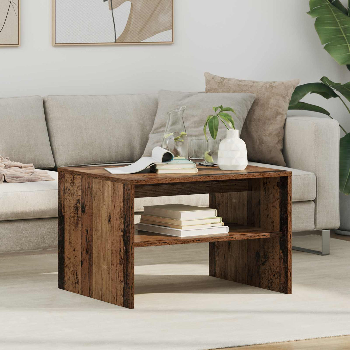 vidaXL Salontafel Wit 60 x 50 x 40 cm Bewerkt hout
