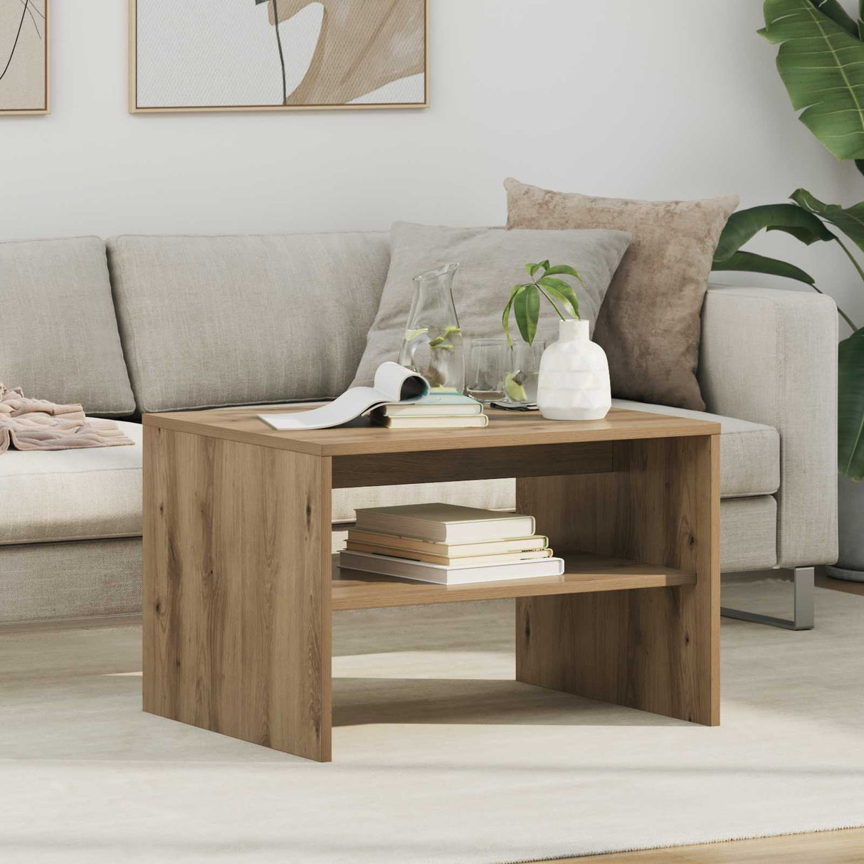 vidaXL Salontafel Wit 60 x 50 x 40 cm Bewerkt hout