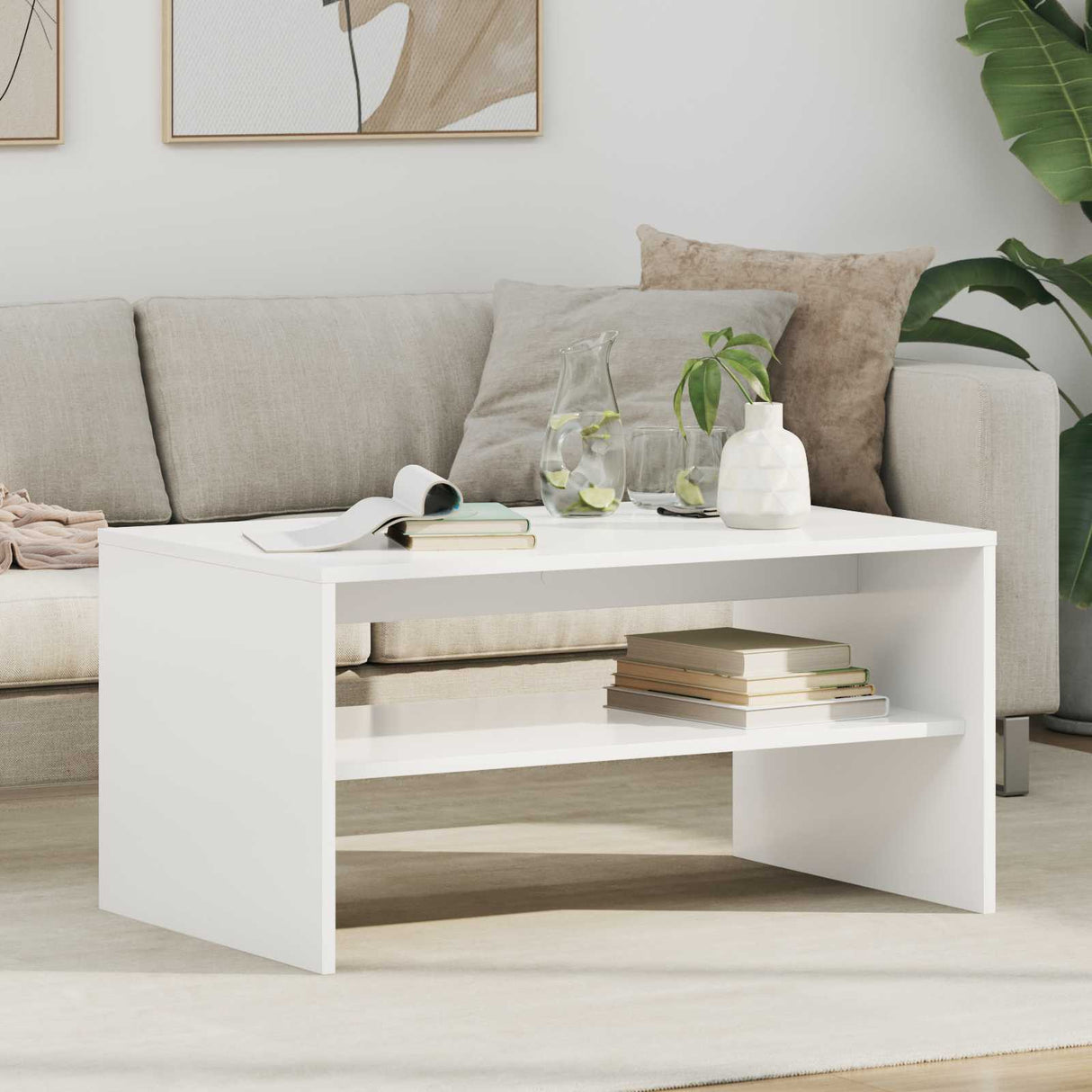 vidaXL Salontafel Wit 60 x 50 x 40 cm Bewerkt hout