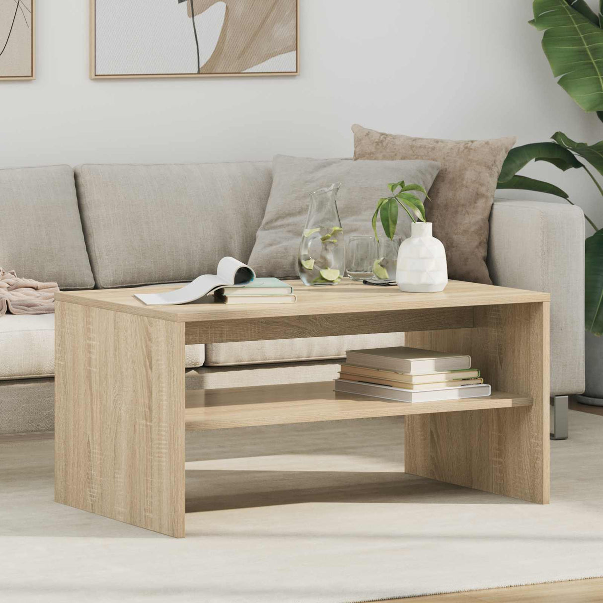vidaXL Salontafel Wit 60 x 50 x 40 cm Bewerkt hout