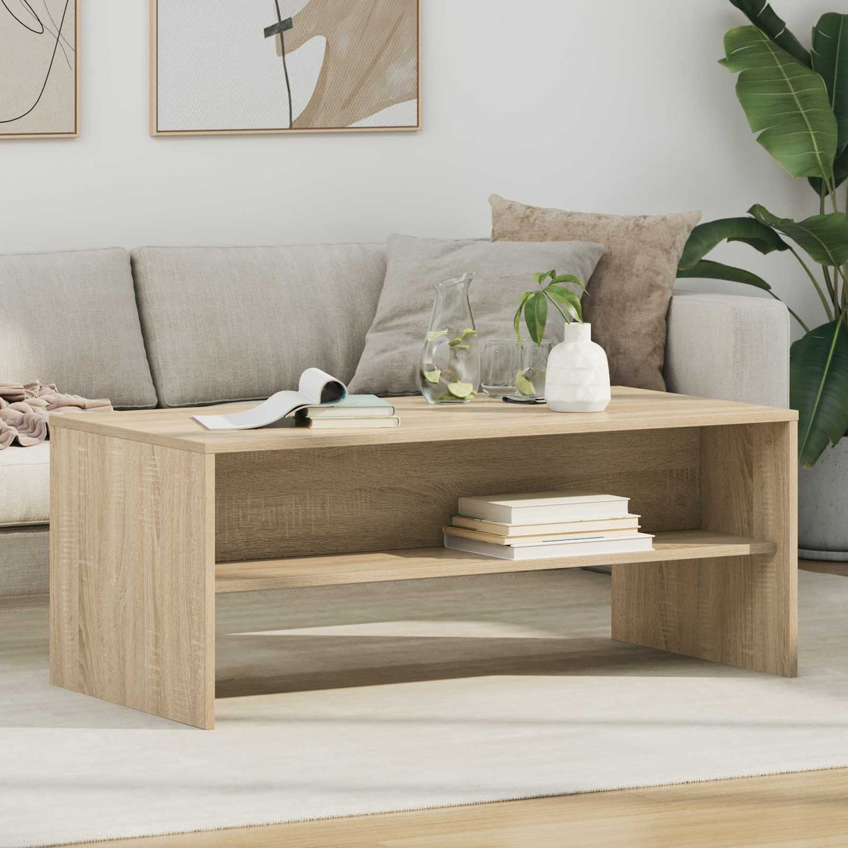 vidaXL Salontafel Wit 60 x 50 x 40 cm Bewerkt hout