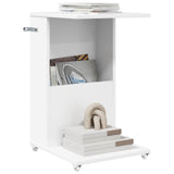 vidaXL Side table with wheel White 40 x 35 x 60 cm Engineered wood