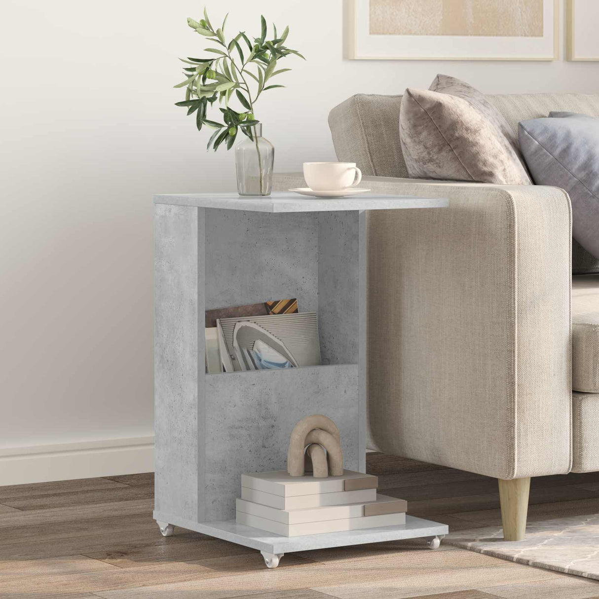 vidaXL Side table with wheel White 40 x 35 x 60 cm Engineered wood