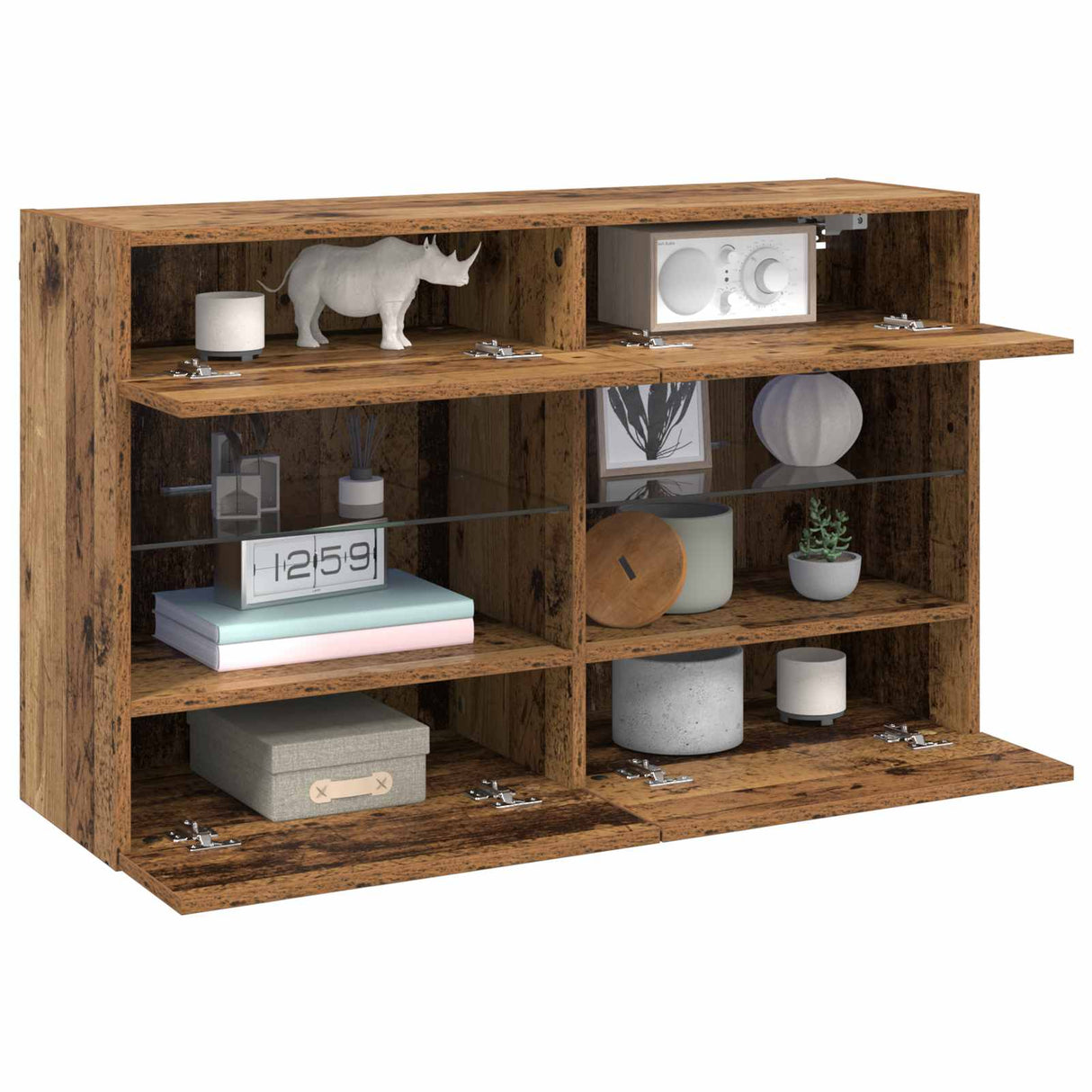 vidaXL TV Wandkast Oud Hout 98,5 x 30 x 60,5 cm Bewerkt hout