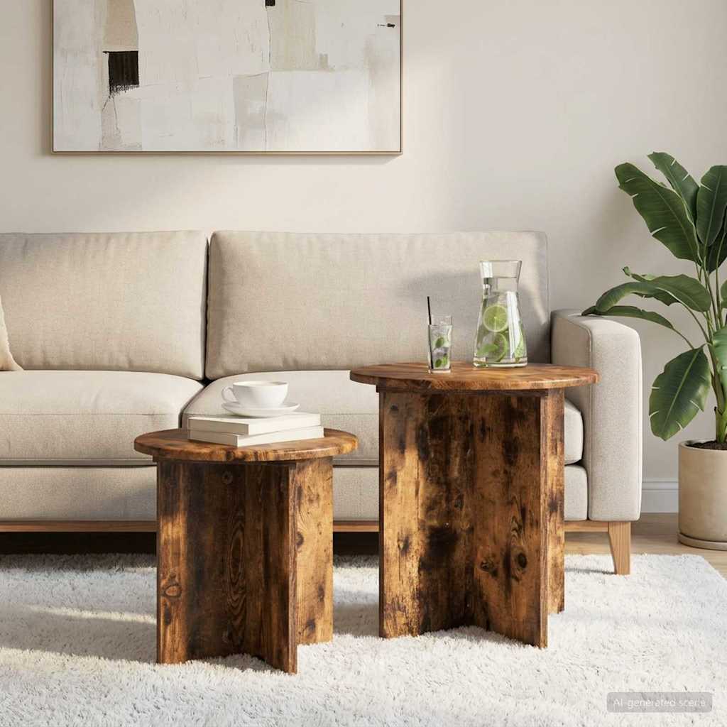 vidaXL Side Table Set with Storage 2 pcs Engineered Wood