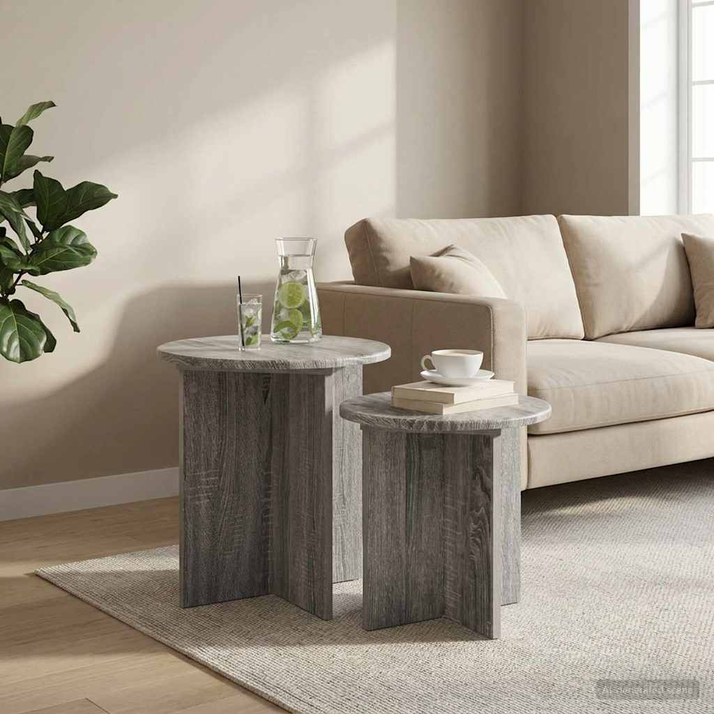 vidaXL Side Table Set with Storage 2 pcs Engineered Wood