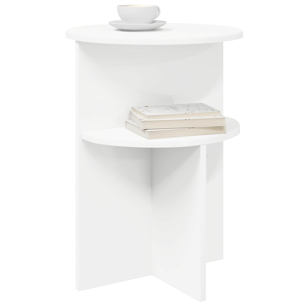 vidaXL Bijzettafel met opslag Wit Ø 39,5 x 55 cm Bewerkt hout
