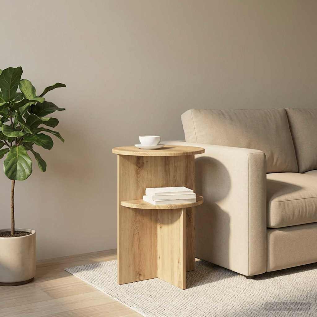 vidaXL Bijzettafel met opslag Wit Ø 39,5 x 55 cm Bewerkt hout