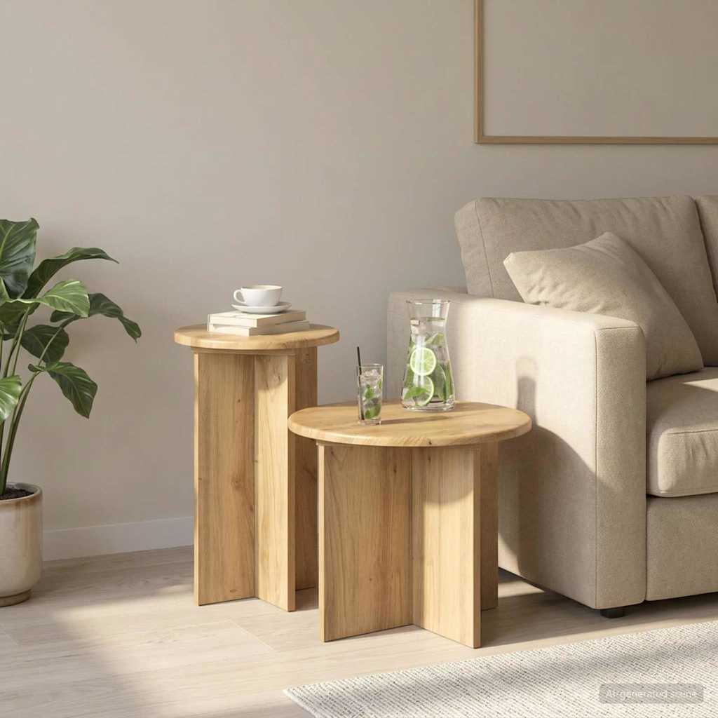 vidaXL Bijzettafelset met opslag 2 pcs Wit Bewerkt hout