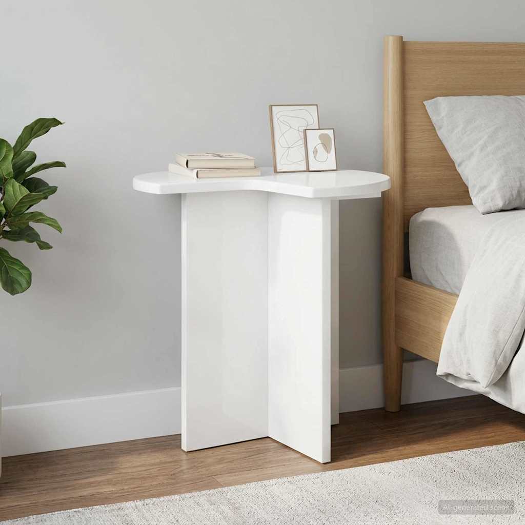 vidaXL Side Table with Storage White Ø 39 x 38 cm Engineered Wood