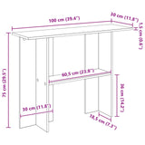 vidaXL Wandtafel Wit 100 x 30 x 75 cm Bewerkt hout