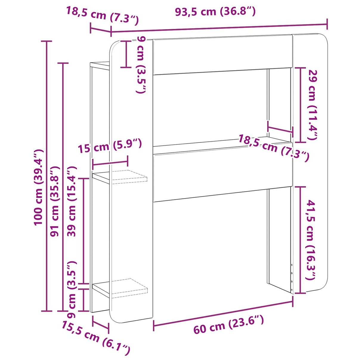 vidaXL Headboard Cabinet with Storage White Engineered Wood