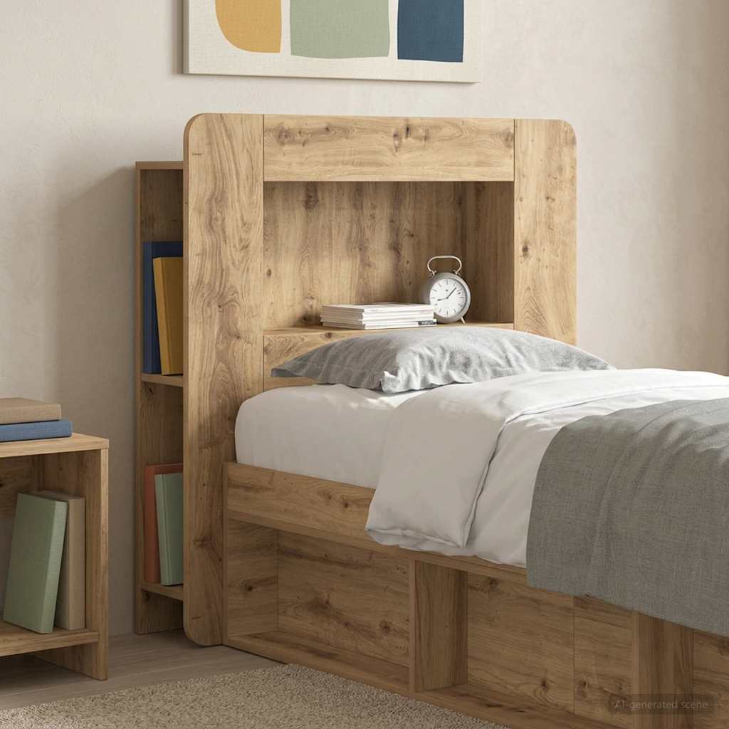vidaXL Headboard Cabinet with Storage White Engineered Wood