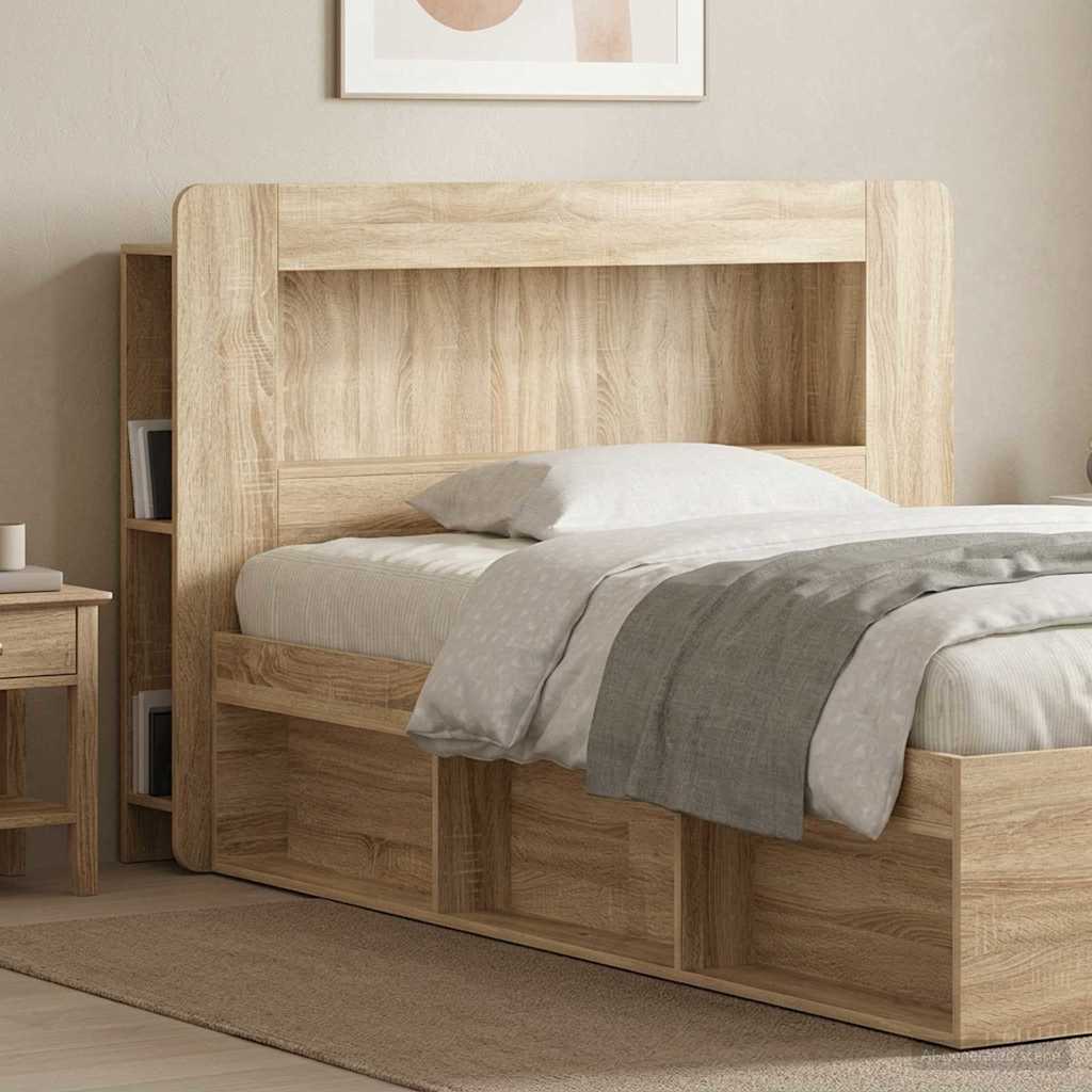 vidaXL Headboard Cabinet with Storage White Engineered Wood