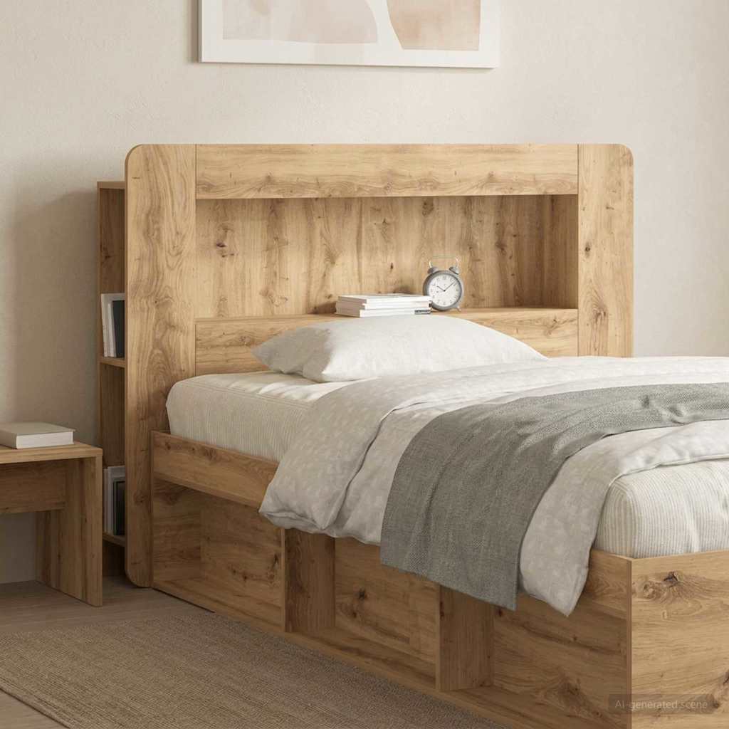 vidaXL Headboard Cabinet with Storage White Engineered Wood