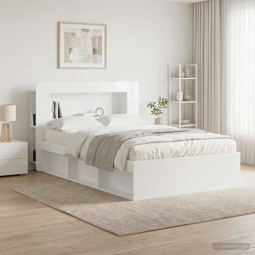 vidaXL Headboard Cabinet with Storage White Engineered Wood