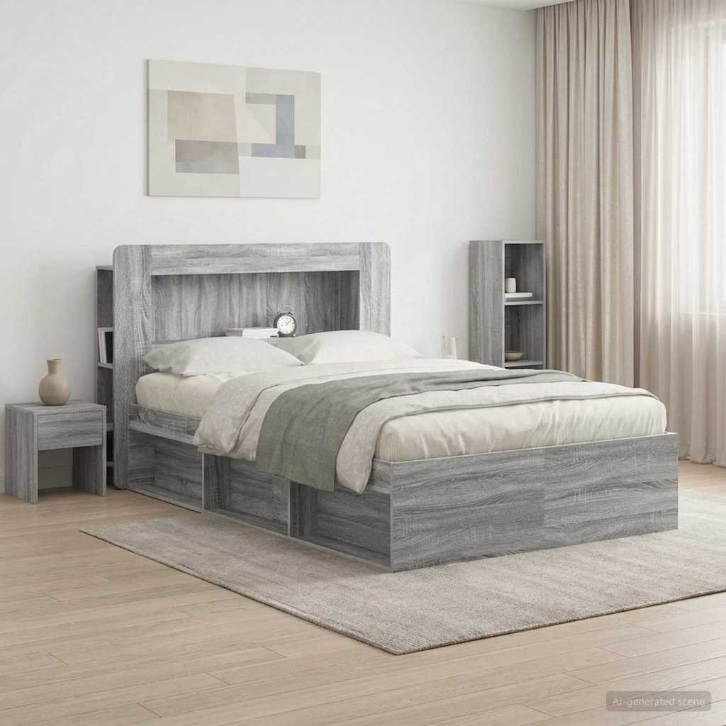 vidaXL Headboard Cabinet with Storage White Engineered Wood