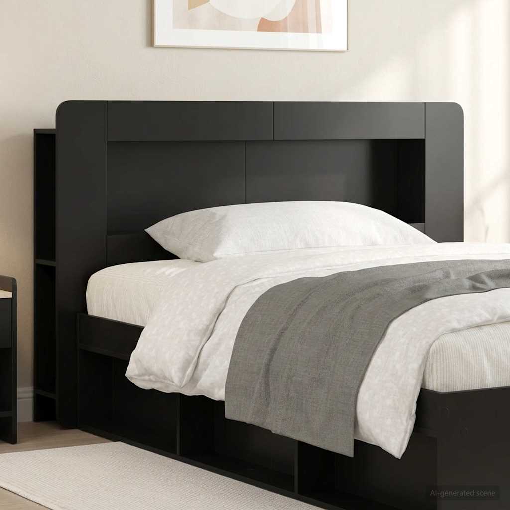 vidaXL Headboard Cabinet with Storage White Engineered Wood