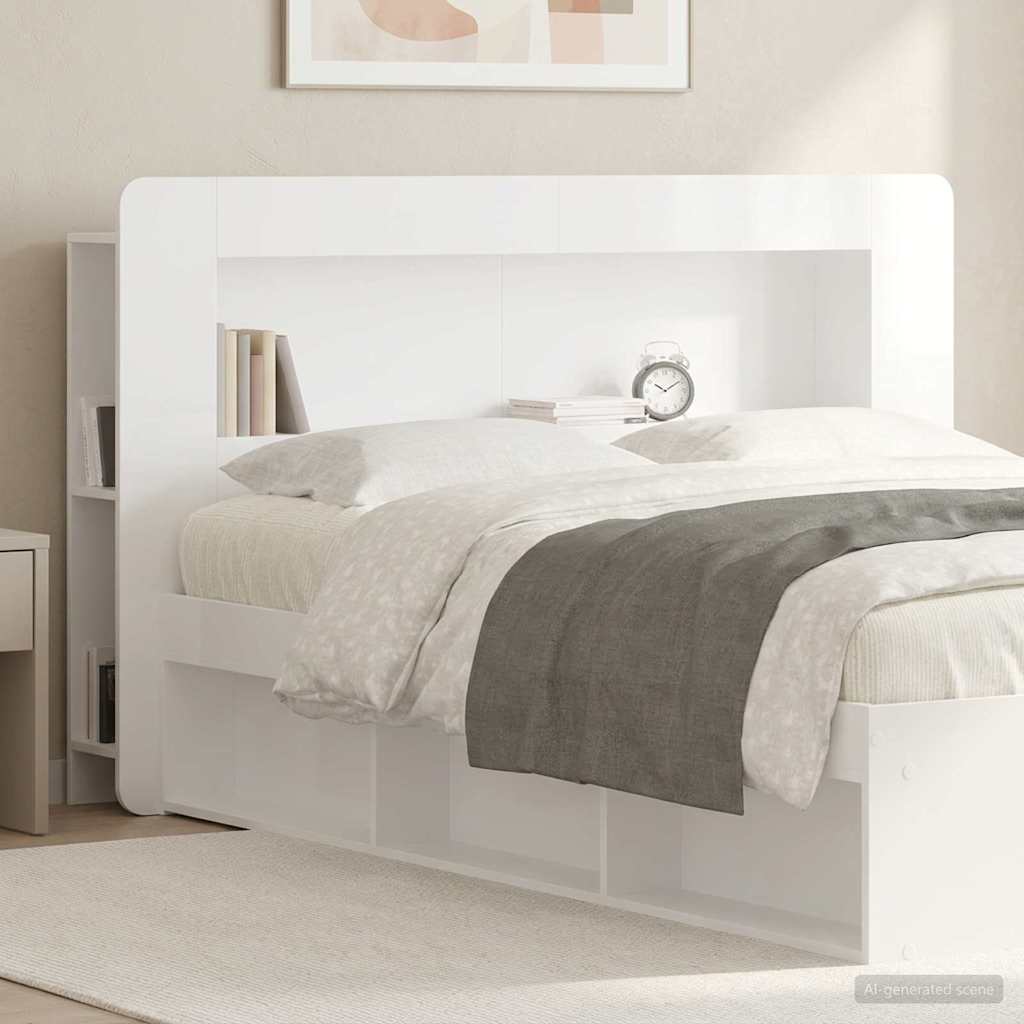 vidaXL Headboard Cabinet with Storage White Engineered Wood